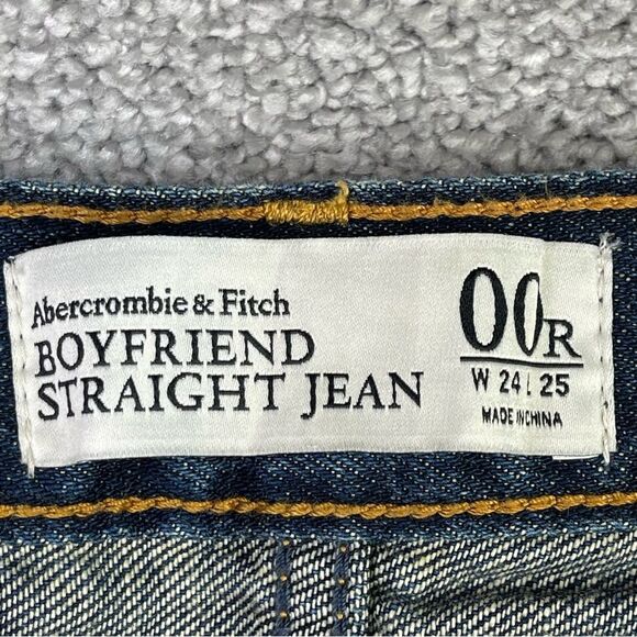 Abercrombie & Fitch Jeans Women's 24 Blue Boyfriend Straight Relaxed Dark Denim - Picture 6 of 12